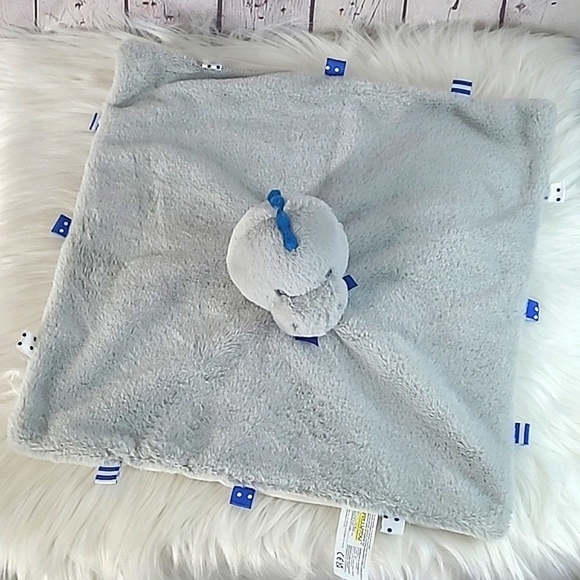 Kellytoy Baby Gray Dinosaur Security Blanket w Rattle Tags Lovey Baby Toy Plush - Picture 7 of 9